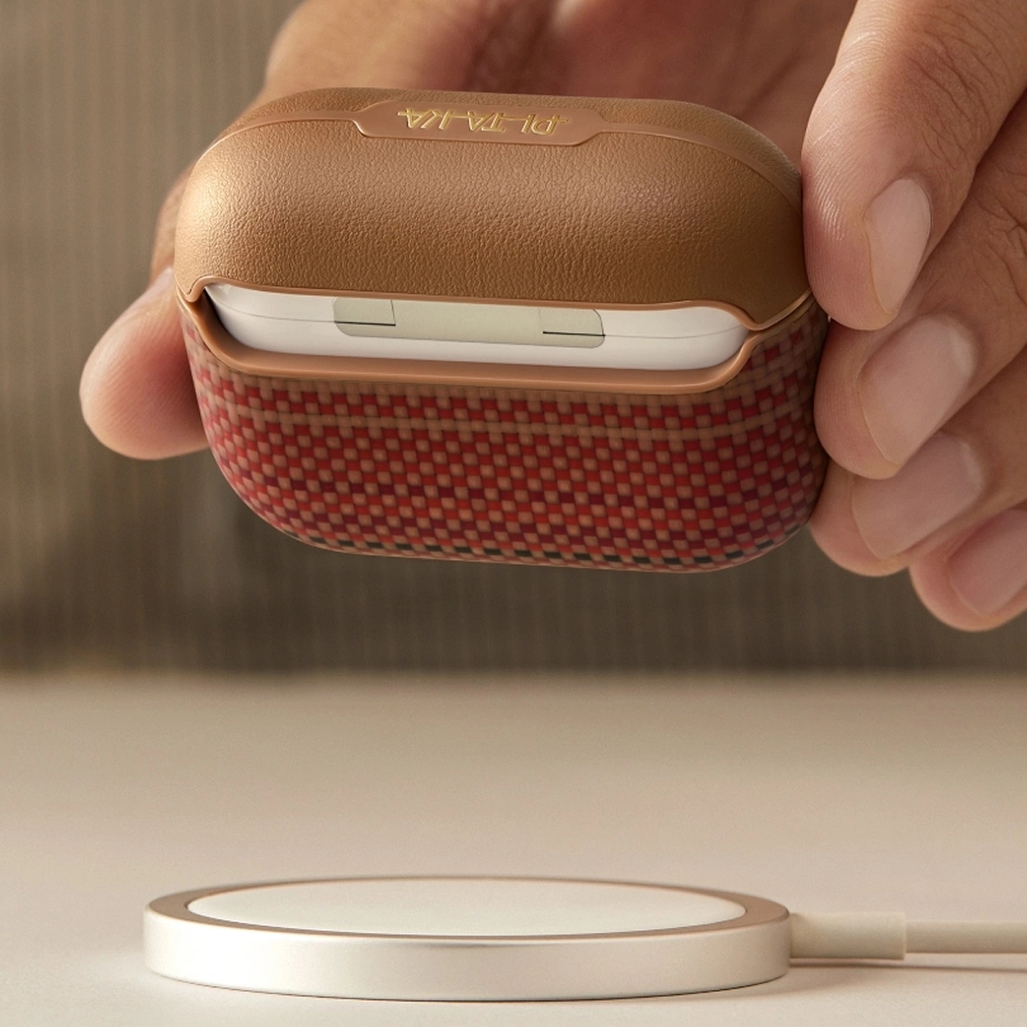 MagEZ Case for AirPods Pro above a MagSafe charger