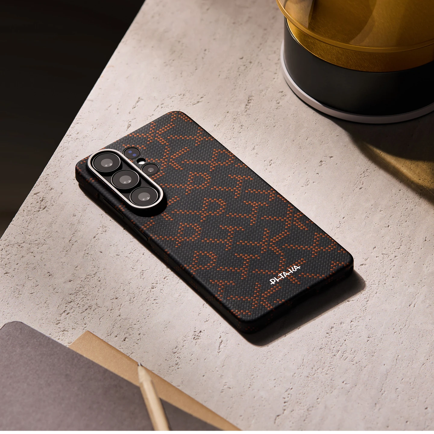 PITAKA Leaping Orange Black Samsung Galaxy Edge Case lifestyle