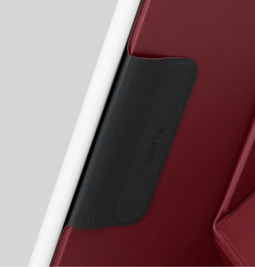 Attached to the back to keep the folio clean and neat.
