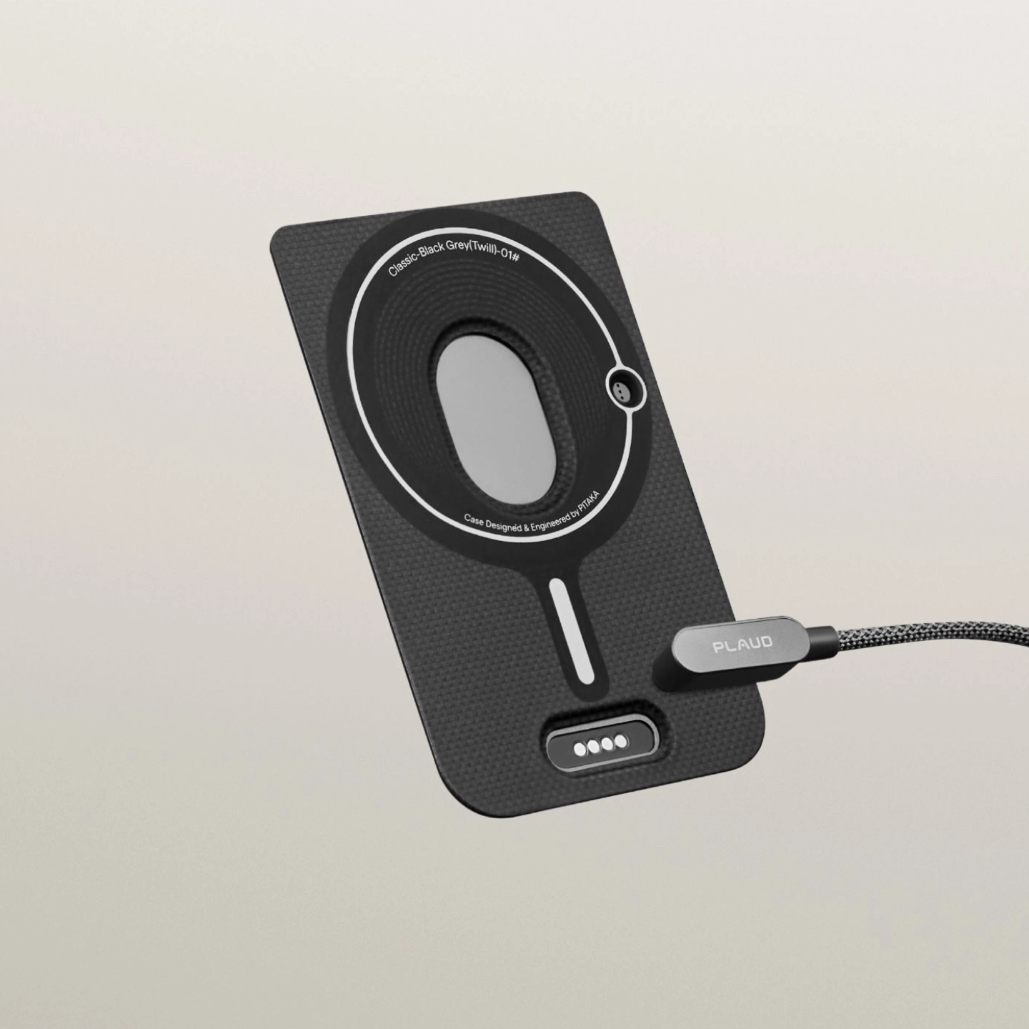 Magnetic Charging Cable approaching the protected Plaud Note