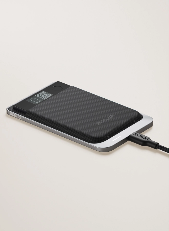Plaud Note charging through the sleeve access cutout