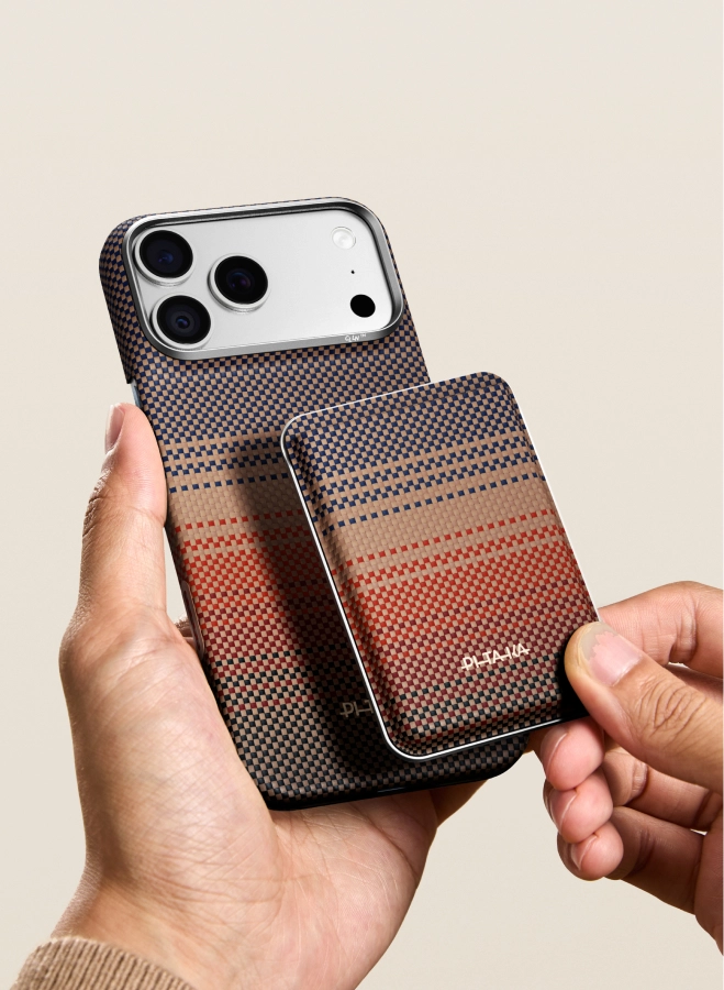 MagMod Wallet aligning to a MagSafe phone
