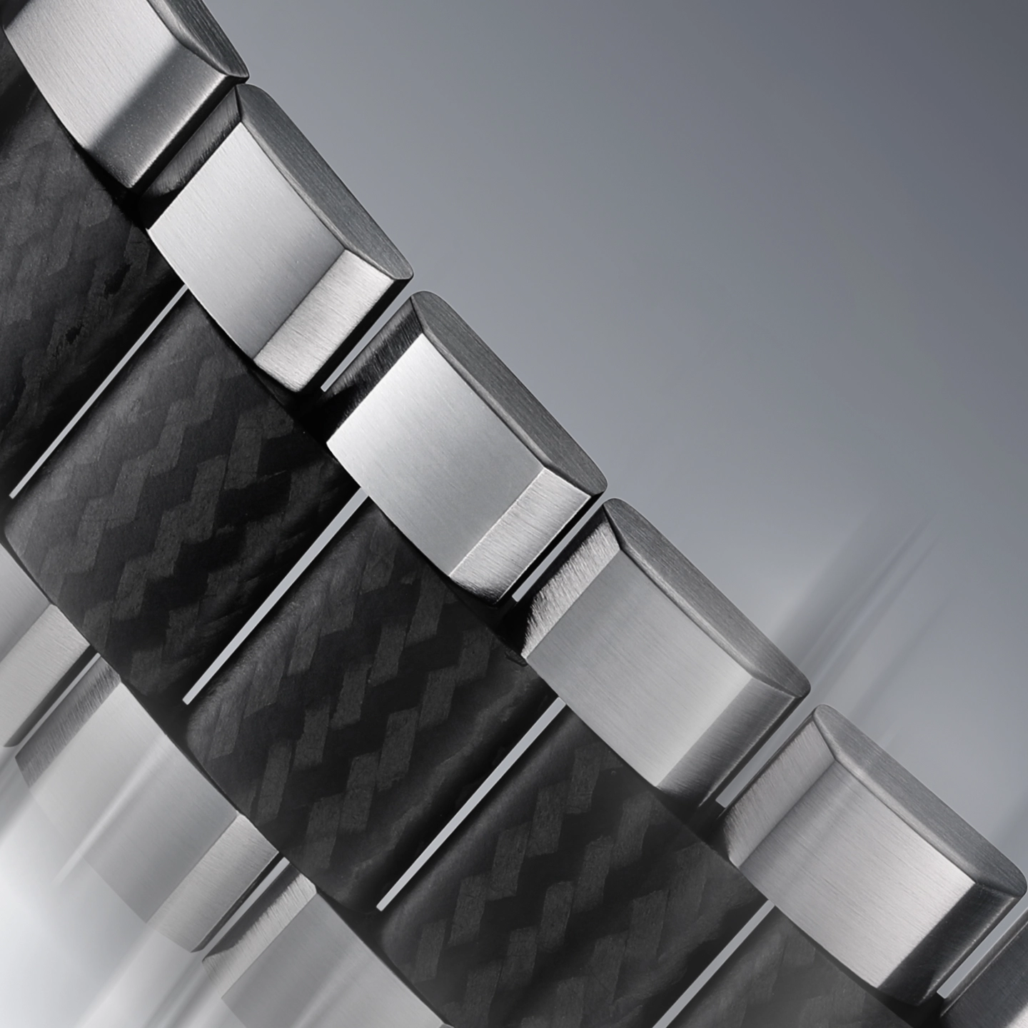 Grade 2 titanium links with woven carbon fiber
