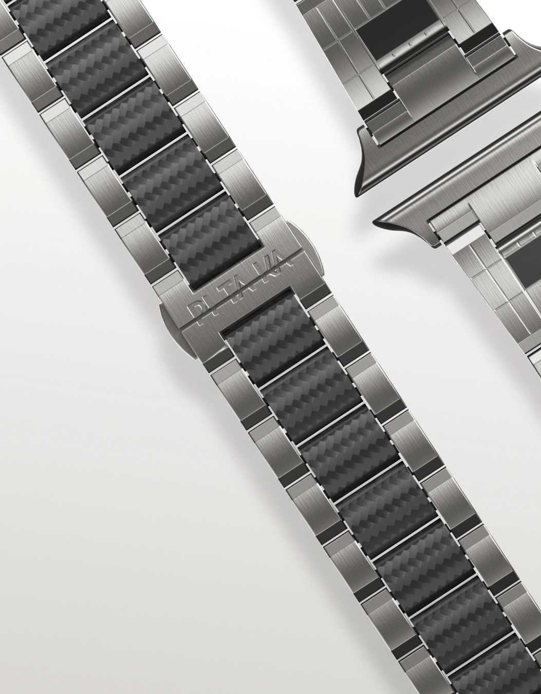 PITAKA Apple Watch band worn beside a surfboard